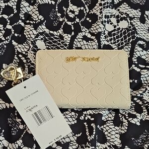Betsey Johnson Cream Wallet with Heart Charm